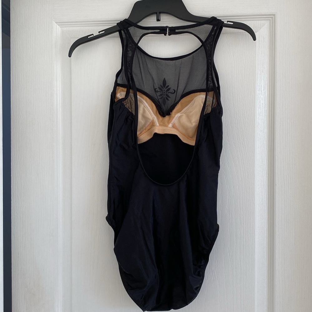 Jantzen One Piece Black swimsuit with Built in bra. Sheer mesh front 12 - Picture 3 of 7